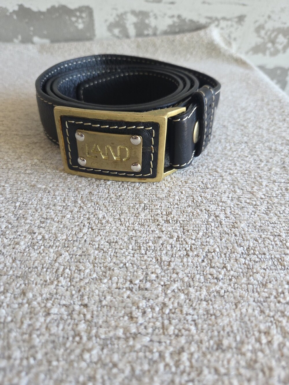 LAND Leather Black Leather Belt Solid Brass Buckle